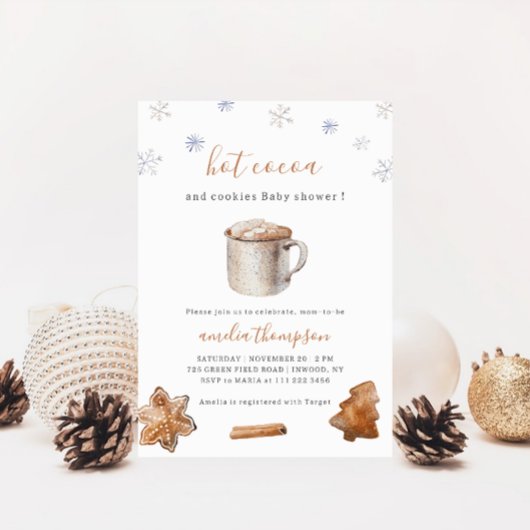 Hete Cacao en Koekjes Winter Baby shower Kaart