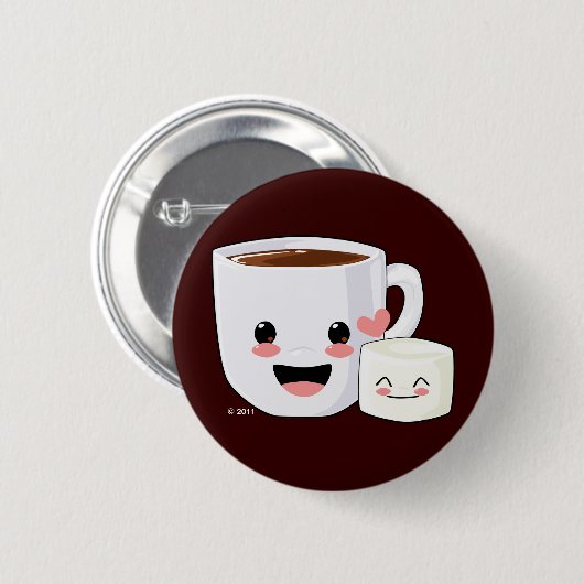 Hete cacao en Marshmallow Button (Voorkant /achterkant)