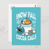 Hete cacao en wintercharme - Snow Herfst Cocoa Cal Briefkaart (Voorkant / Achterkant)