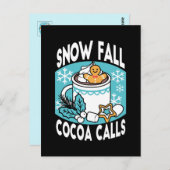 Hete cacao en wintercharme - Snow Herfst Cocoa Cal Briefkaart (Voorkant / Achterkant)
