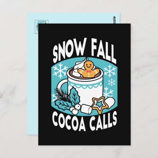 Hete cacao en wintercharme - Snow Herfst Cocoa Cal Briefkaart (Voorkant / Achterkant)