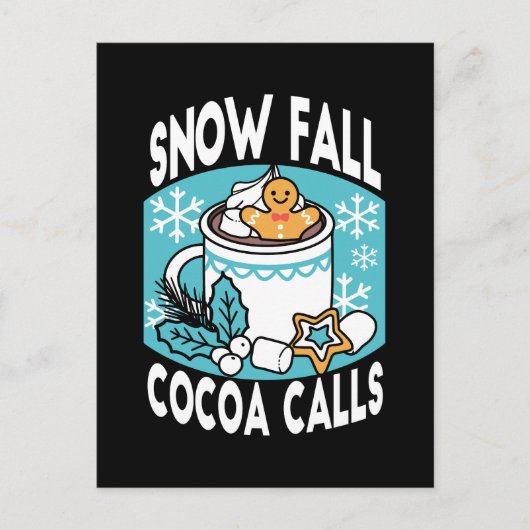 Hete cacao en wintercharme - Snow Herfst Cocoa Cal Briefkaart (Voorkant)