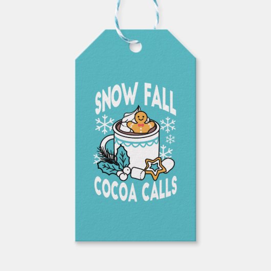Hete cacao en wintercharme - Snow Herfst Cocoa Cal Cadeaulabel (Voorkant)