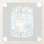 Hete cacao en wintercharme - Snow Herfst Cocoa Cal Glazen Onderzetter (Achterkant)