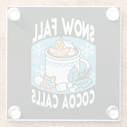 Hete cacao en wintercharme - Snow Herfst Cocoa Cal Glazen Onderzetter (Achterkant)