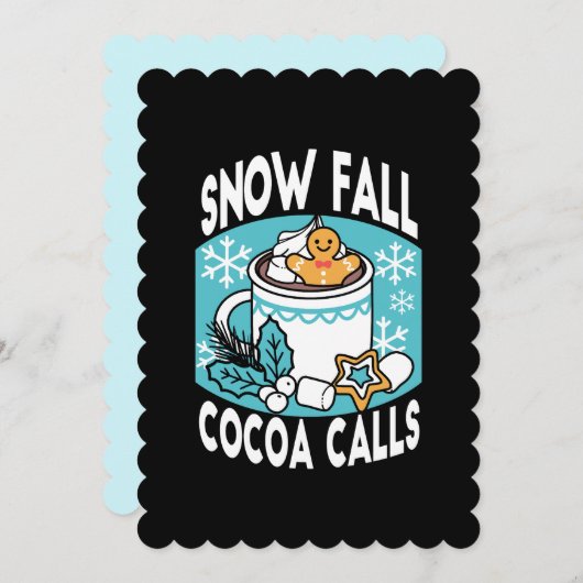 Hete cacao en wintercharme - Snow Herfst Cocoa Cal Kaart (Voorkant / Achterkant)