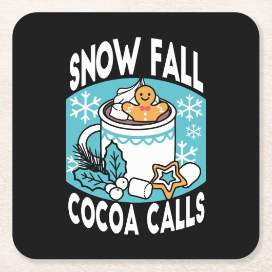 Hete cacao en wintercharme - Snow Herfst Cocoa Cal Kartonnen Onderzetters (Voorkant)
