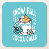 Hete cacao en wintercharme - Snow Herfst Cocoa Cal Kartonnen Onderzetters (Voorkant)