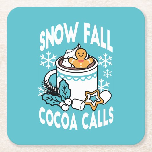 Hete cacao en wintercharme - Snow Herfst Cocoa Cal Kartonnen Onderzetters (Voorkant)