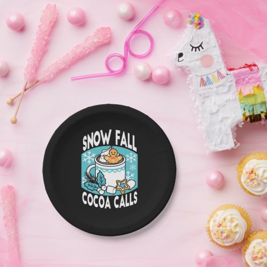 Hete cacao en wintercharme - Snow Herfst Cocoa Cal Papieren Bordje (Feest)