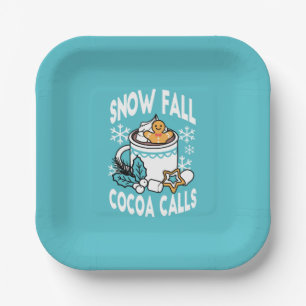 Hete cacao en wintercharme - Snow Herfst Cocoa Cal Papieren Bordje