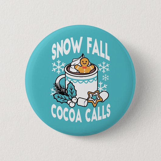 Hete cacao en wintercharme - Snow Herfst Cocoa Cal Ronde Button 5,7 Cm (Voorkant)