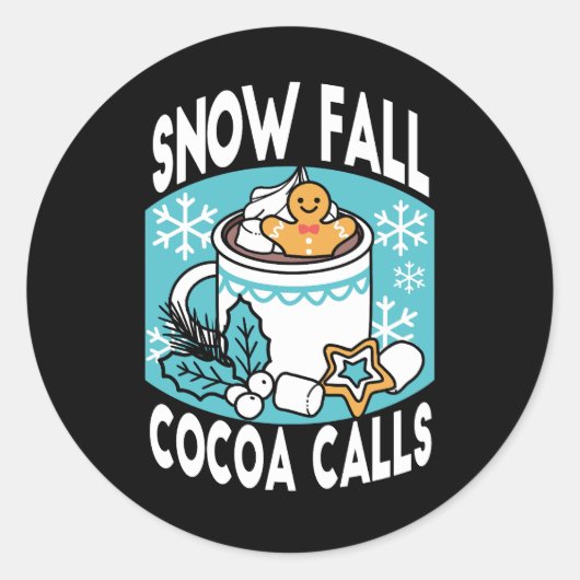 Hete cacao en wintercharme - Snow Herfst Cocoa Cal Ronde Sticker (Voorkant)