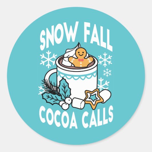 Hete cacao en wintercharme - Snow Herfst Cocoa Cal Ronde Sticker (Voorkant)
