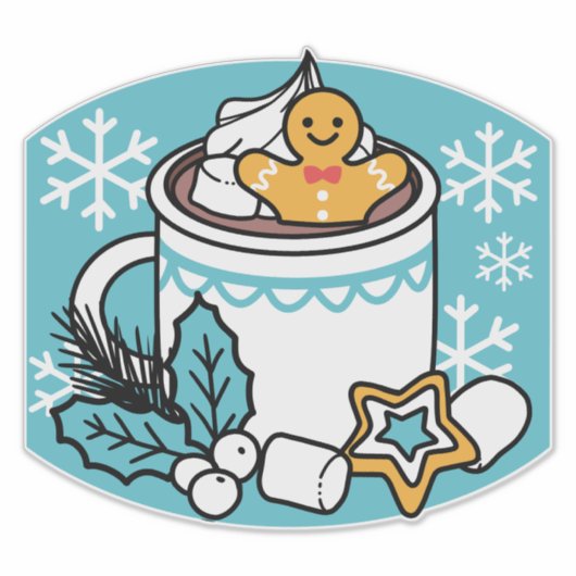Hete cacao en wintercharme - Snow Herfst Cocoa Cal Sticker (Voorkant)
