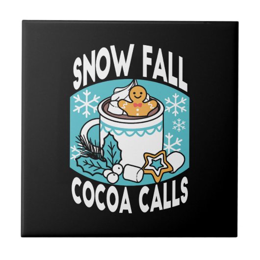 Hete cacao en wintercharme - Snow Herfst Cocoa Cal Tegeltje (Voorkant)