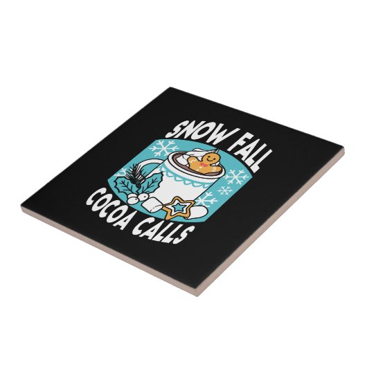 Hete cacao en wintercharme - Snow Herfst Cocoa Cal Tegeltje (Zijkant)