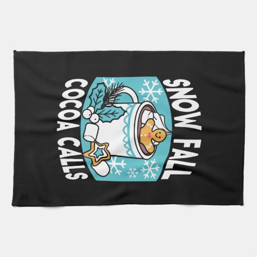 Hete cacao en wintercharme - Snow Herfst Cocoa Cal Theedoek (Horizontaal)