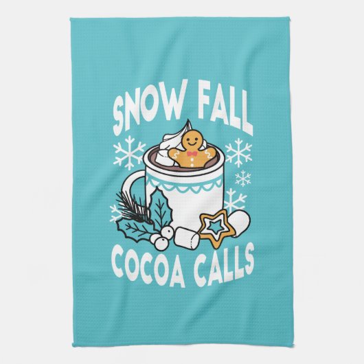 Hete cacao en wintercharme - Snow Herfst Cocoa Cal Theedoek (Verticaal)