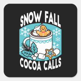 Hete cacao en wintercharme - Snow Herfst Cocoa Cal Vierkante Sticker