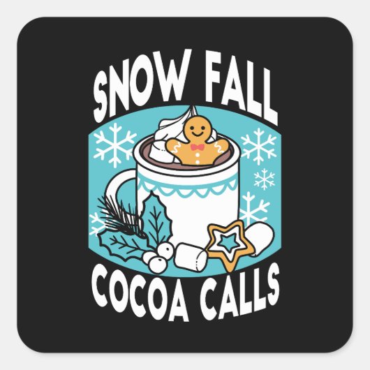 Hete cacao en wintercharme - Snow Herfst Cocoa Cal Vierkante Sticker (Voorkant)
