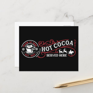 Hete cacao geserveerd hier feestdagenkaart