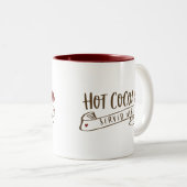Hete cacao geserveerd hier Schattigee handschrift Tweekleurige Koffiemok (Voorkant rechts)