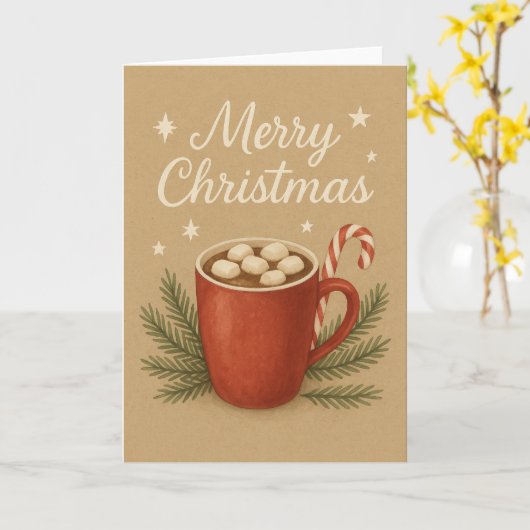 Hete Cacao Kerst Kaart (Gele Bloem)
