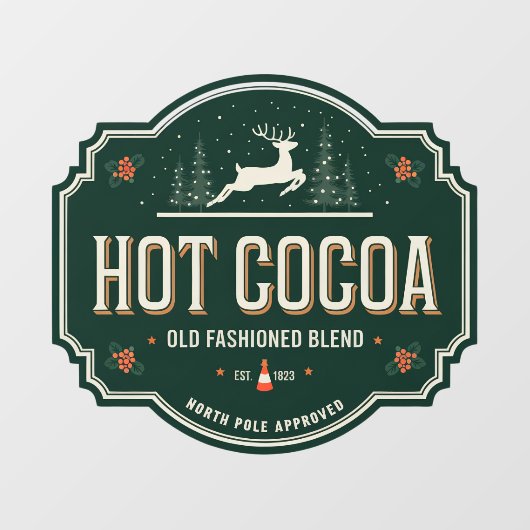 Hete cacao ouderwetse mix Kerstmis Raamsticker (Vel)