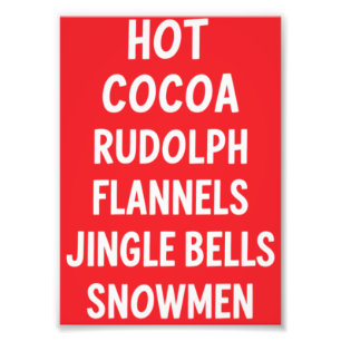 Hete Cacao Rendier Flanel Jingle Bells Kerstman  Foto Afdruk