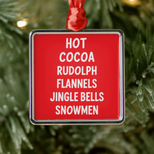 Hete Cacao Rendier Flanel Jingle Bells Kerstman Metalen Ornament