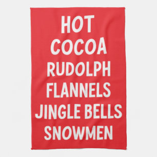 Hete Cacao Rendier Flanel Jingle Bells Kerstman  Theedoek