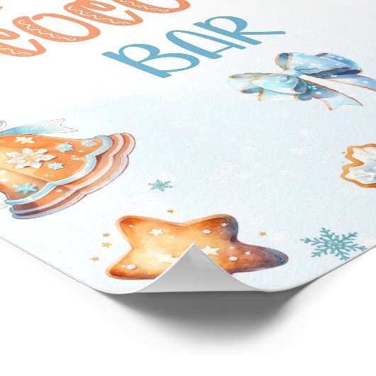 Hete cacaobar Blauwe Cookie Kerstmis Verjaardag Poster (Hoek)