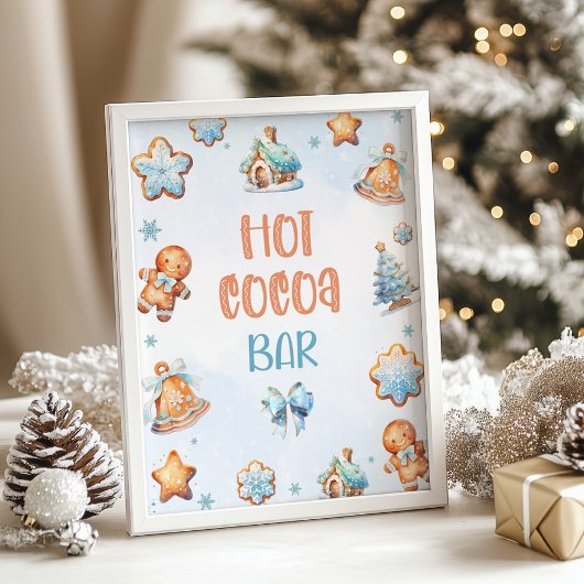 Hete cacaobar Blauwe Cookie Kerstmis Verjaardag Poster