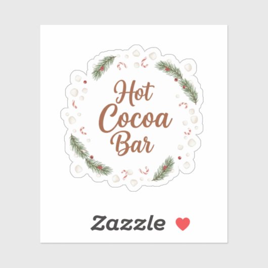 Hete Cacaobar Station Rustieke Kerst Sticker (Vel)