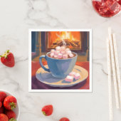 hete cacaowinter open haard aquarel servet (Insitu)