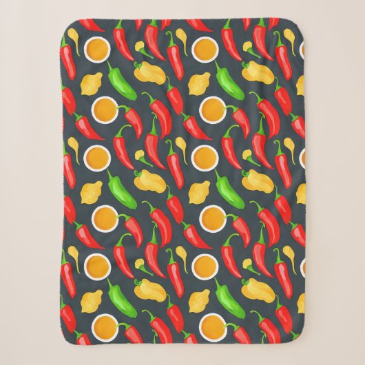 Hete Chilipepers Patroon Sherpa Deken (Voorkant)