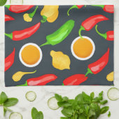 Hete Chilipepers Patroon Theedoek (Gevouwen)