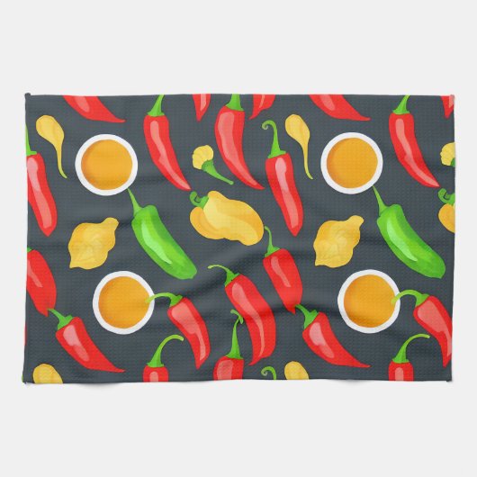 Hete Chilipepers Patroon Theedoek (Horizontaal)