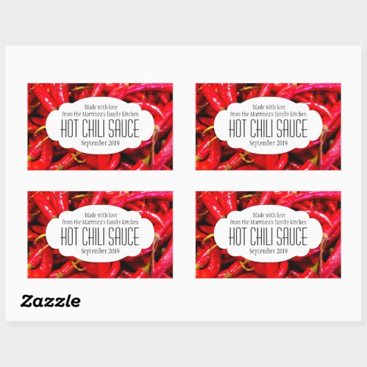 Hete chilisaus of chili voedsellabel sticker (Vel)