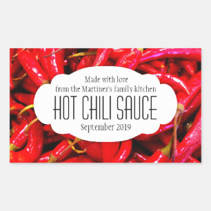 Hete chilisaus of chili voedsellabel sticker
