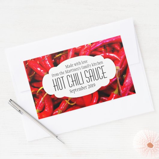 Hete chilisaus of chili voedsellabel sticker (Envelop)