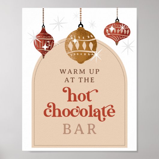 Hete Chocolade Bar Retro Bauble Kerstbruids Poster (Voorkant)