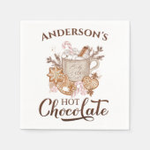 Hete Chocolade Beige Kerstmis Naam Papier Servette Servet (Voorkant)