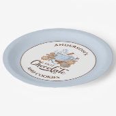 Hete Chocolade Blauw Kerst Naam Papier Borden Papieren Bordje (Gekanteld)