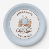 Hete Chocolade Blauw Kerst Naam Papier Borden Papieren Bordje (Voorkant)
