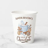 Hete Chocolade Blauwe Kerstmis Naam Papier Cups Papieren Bekers (Achterkant)