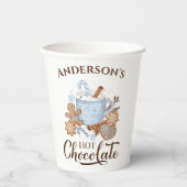 Hete Chocolade Blauwe Kerstmis Naam Papier Cups Papieren Bekers (Voorkant)