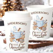 Hete Chocolade Blauwe Kerstmis Naam Papier Cups Papieren Bekers