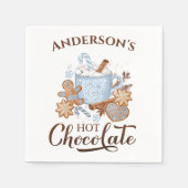 Hete Chocolade Blauwe Kerstmis Naam Papier Servett Servet (Voorkant)